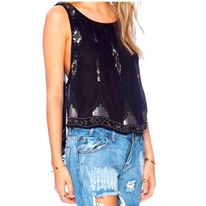 SOLD Free People Bad Girls Do it Well Embellished Beaded Black Tank Top Small